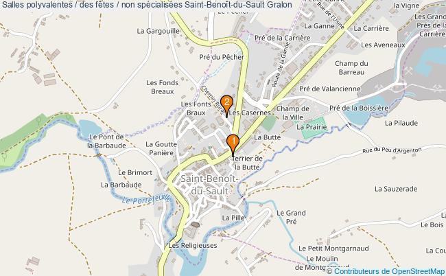 plan Salles polyvalentes / des fêtes / non spécialisées Saint-Benoît-du-Sault : 2 équipements