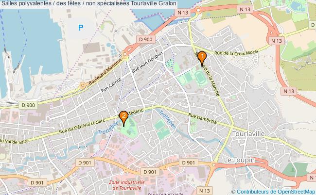 plan Salles polyvalentes / des fêtes / non spécialisées Tourlaville : 2 équipements