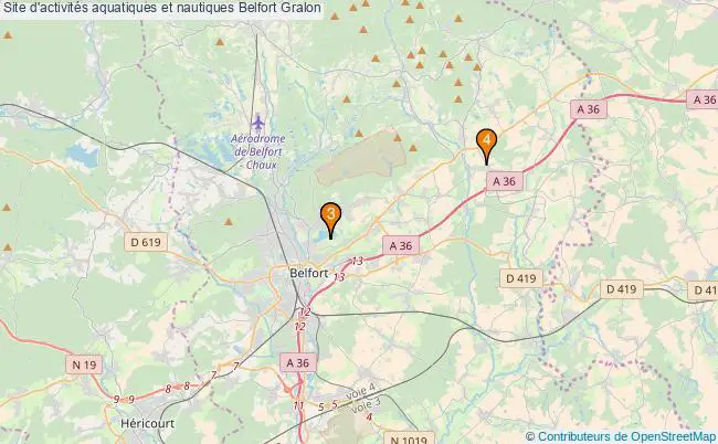 plan Site d'activités aquatiques et nautiques Belfort : 4 équipements