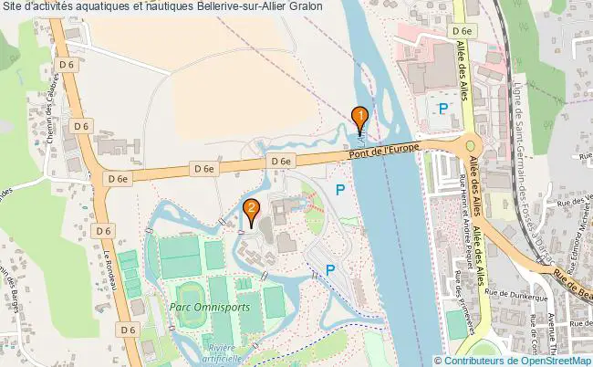 plan Site d'activités aquatiques et nautiques Bellerive-sur-Allier : 2 équipements