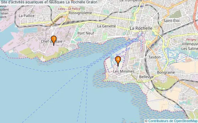 plan Site d'activités aquatiques et nautiques La Rochelle : 4 équipements