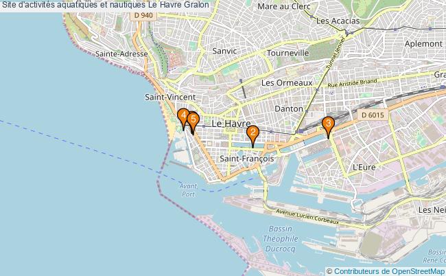 plan Site d'activités aquatiques et nautiques Le Havre : 5 équipements