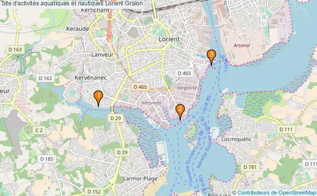 plan Site d'activités aquatiques et nautiques Lorient : 3 équipements