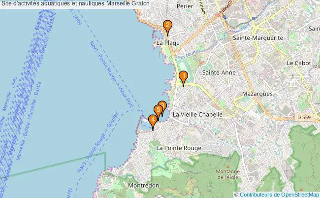 plan Site d'activités aquatiques et nautiques Marseille : 5 équipements