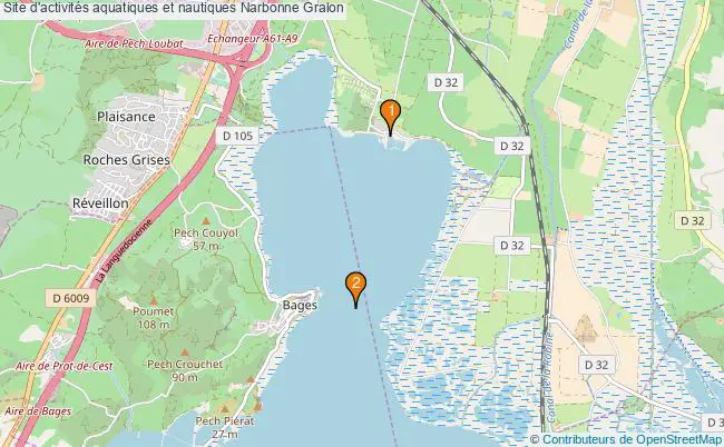 plan Site d'activités aquatiques et nautiques Narbonne : 2 équipements