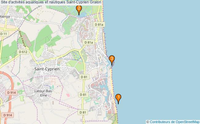 plan Site d'activités aquatiques et nautiques Saint-Cyprien : 3 équipements
