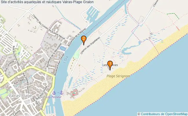 plan Site d'activités aquatiques et nautiques Valras-Plage : 2 équipements