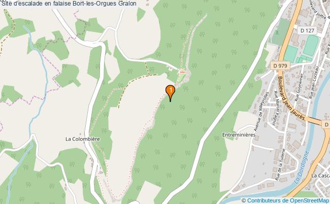 plan Site d'escalade en falaise Bort-les-Orgues : 1 équipements