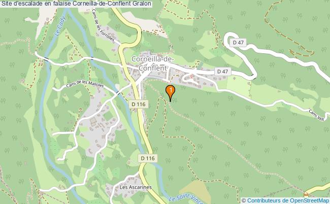 plan Site d'escalade en falaise Corneilla-de-Conflent : 1 équipements