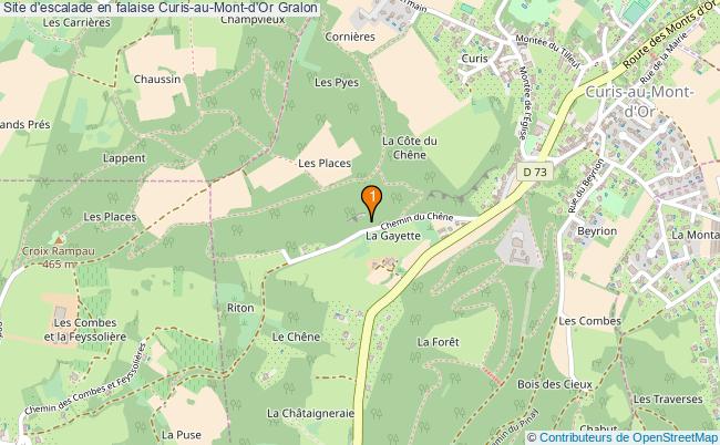 plan Site d'escalade en falaise Curis-au-Mont-d'Or : 1 équipements