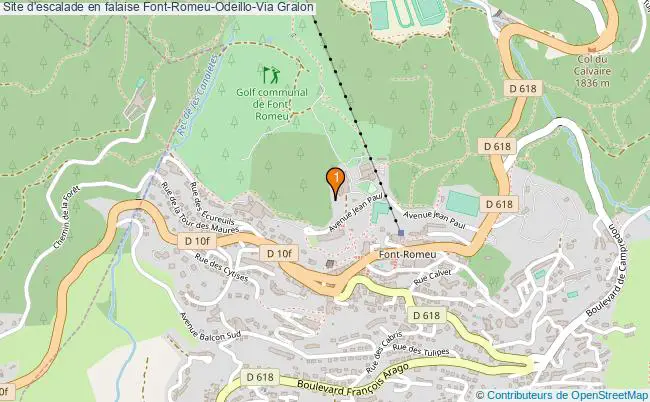 plan Site d'escalade en falaise Font-Romeu-Odeillo-Via : 1 équipements