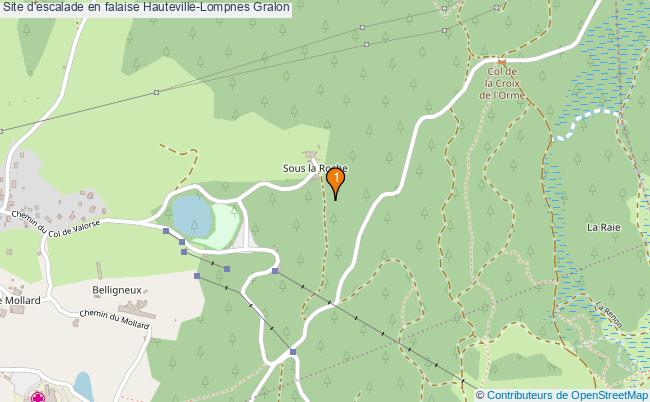 plan Site d'escalade en falaise Hauteville-Lompnes : 1 équipements