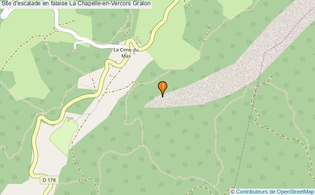 plan Site d'escalade en falaise La Chapelle-en-Vercors : 1 équipements