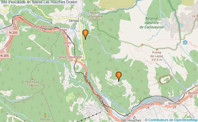 plan Site d'escalade en falaise Les Houches : 2 équipements
