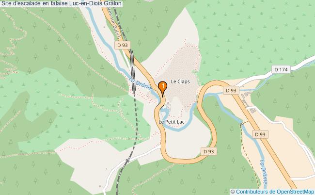 plan Site d'escalade en falaise Luc-en-Diois : 1 équipements