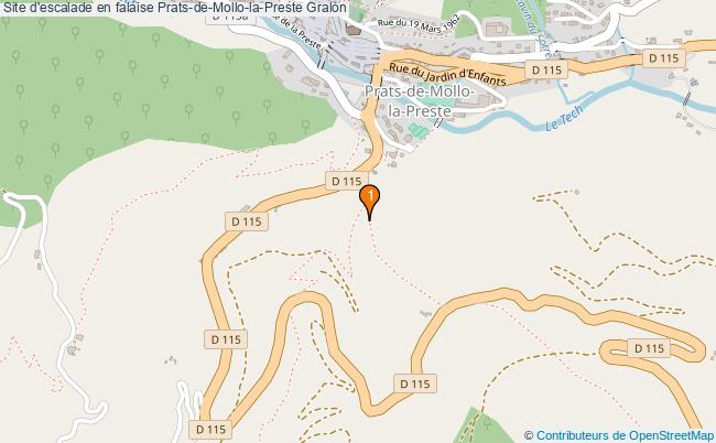 plan Site d'escalade en falaise Prats-de-Mollo-la-Preste : 1 équipements