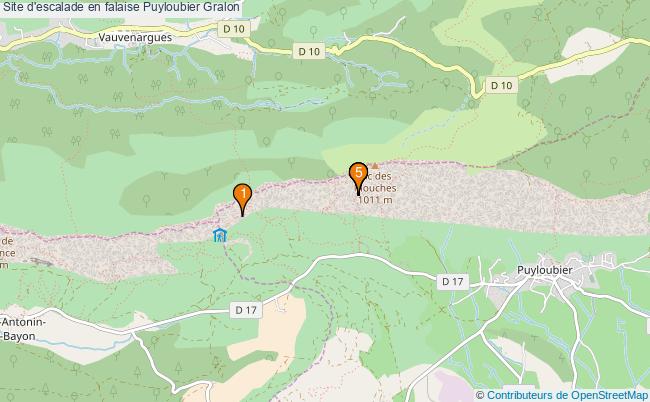 plan Site d'escalade en falaise Puyloubier : 5 équipements