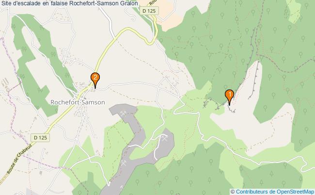 plan Site d'escalade en falaise Rochefort-Samson : 2 équipements