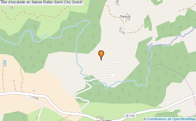 plan Site d'escalade en falaise Rullac-Saint-Cirq : 1 équipements