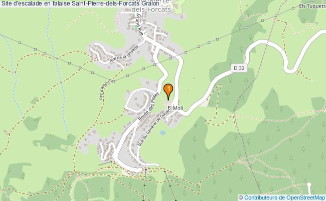 plan Site d'escalade en falaise Saint-Pierre-dels-Forcats : 1 équipements