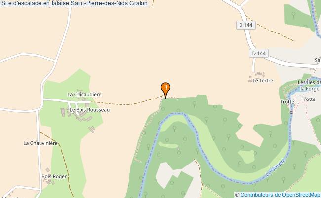 plan Site d'escalade en falaise Saint-Pierre-des-Nids : 1 équipements