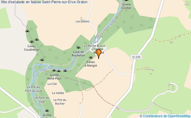 plan Site d'escalade en falaise Saint-Pierre-sur-Erve : 1 équipements