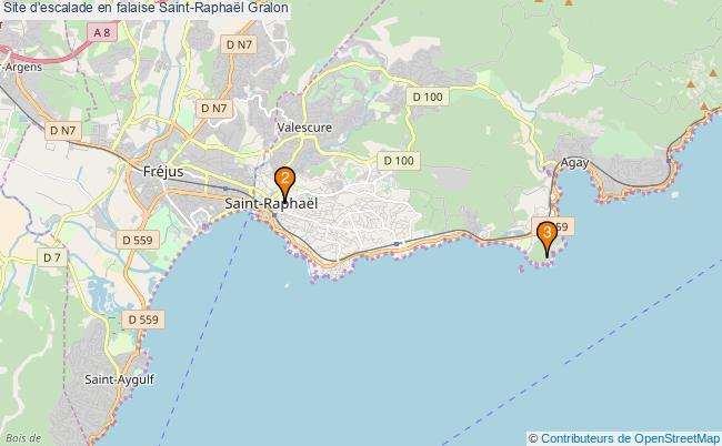 plan Site d'escalade en falaise Saint-Raphaël : 3 équipements
