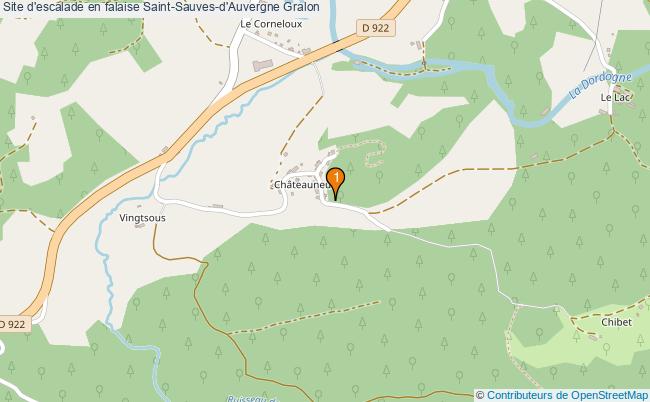 plan Site d'escalade en falaise Saint-Sauves-d'Auvergne : 1 équipements