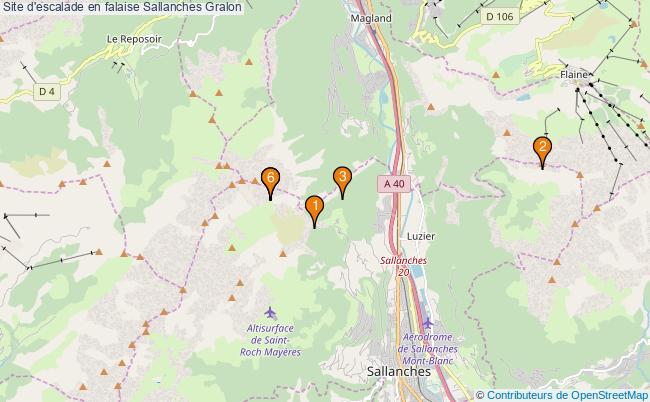 plan Site d'escalade en falaise Sallanches : 6 équipements