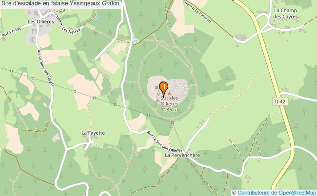 plan Site d'escalade en falaise Yssingeaux : 1 équipements