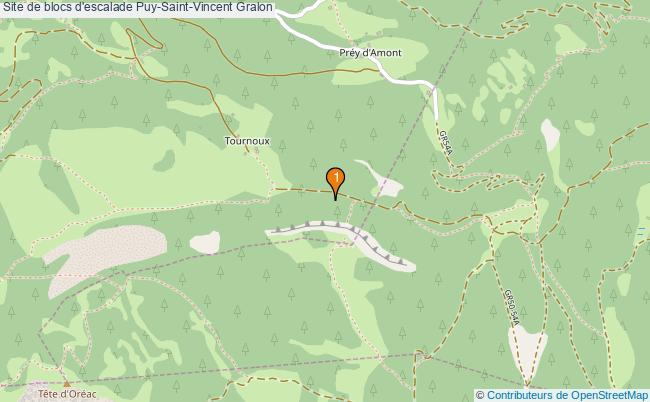 plan Site de blocs d'escalade Puy-Saint-Vincent : 1 équipements