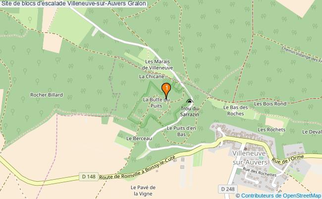 plan Site de blocs d'escalade Villeneuve-sur-Auvers : 1 équipements