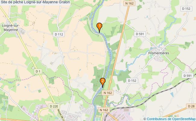 plan Site de pêche Loigné-sur-Mayenne : 2 équipements
