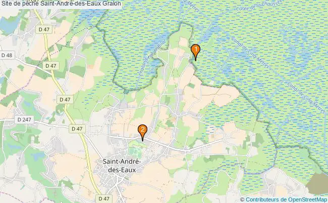 plan Site de pêche Saint-André-des-Eaux : 2 équipements