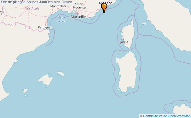 plan Site de plongée Antibes Juan-les-pins : 17 équipements