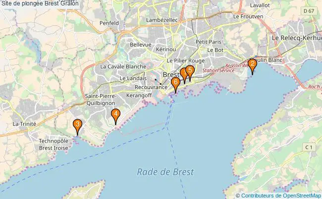 plan Site de plongée Brest : 6 équipements