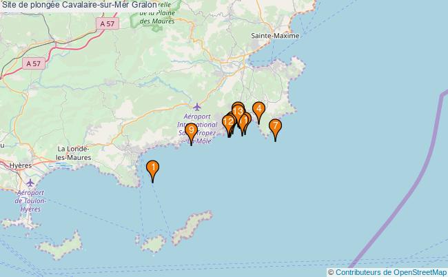 plan Site de plongée Cavalaire-sur-Mer : 13 équipements