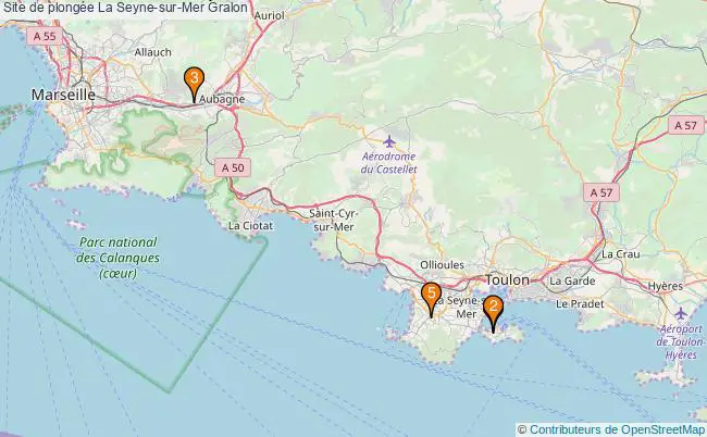 plan Site de plongée La Seyne-sur-Mer : 5 équipements
