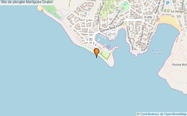 plan Site de plongée Martigues : 1 équipements