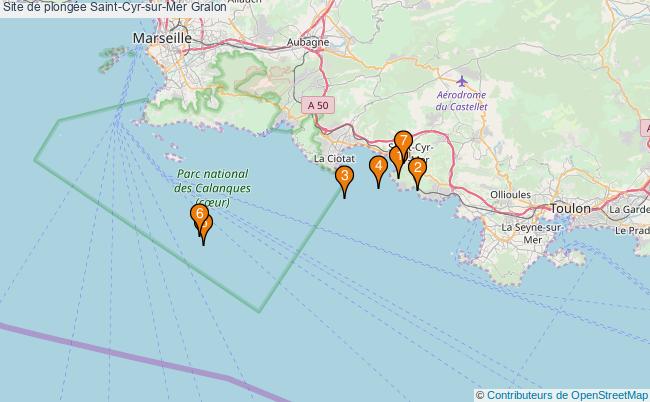 plan Site de plongée Saint-Cyr-sur-Mer : 7 équipements