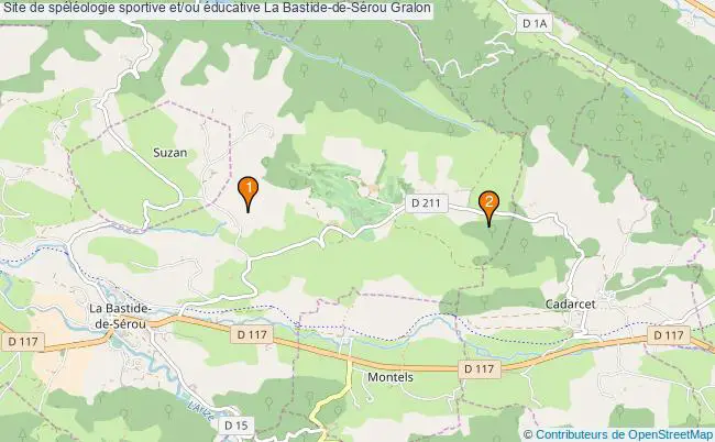 plan Site de spéléologie sportive et/ou éducative La Bastide-de-Sérou : 2 équipements