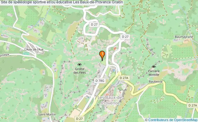 plan Site de spéléologie sportive et/ou éducative Les Baux-de-Provence : 1 équipements