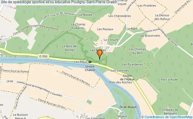 plan Site de spéléologie sportive et/ou éducative Pouligny-Saint-Pierre : 1 équipements