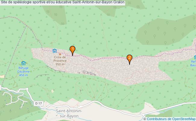 plan Site de spéléologie sportive et/ou éducative Saint-Antonin-sur-Bayon : 2 équipements