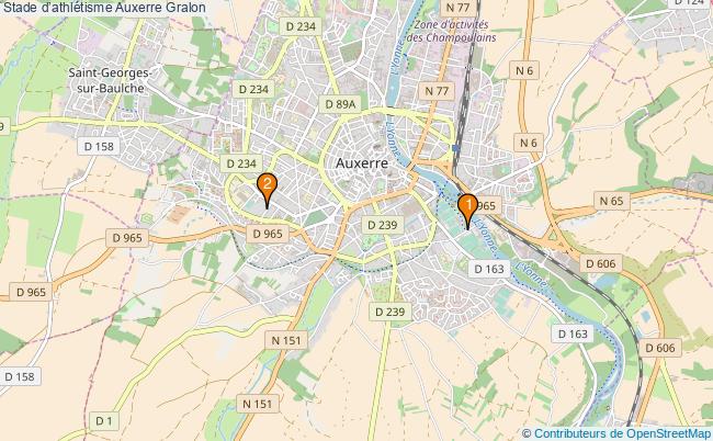 plan Stade dathlétisme Auxerre : 2 équipements