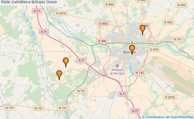 plan Stade dathlétisme Bourges : 4 équipements