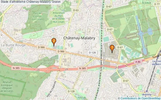 plan Stade dathlétisme Châtenay-Malabry : 2 équipements