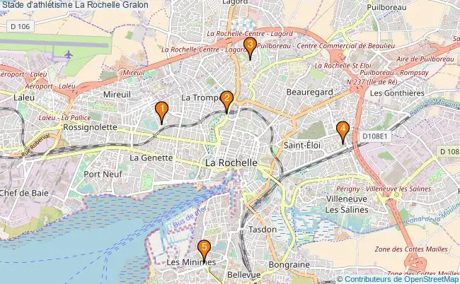 plan Stade dathlétisme La Rochelle : 5 équipements