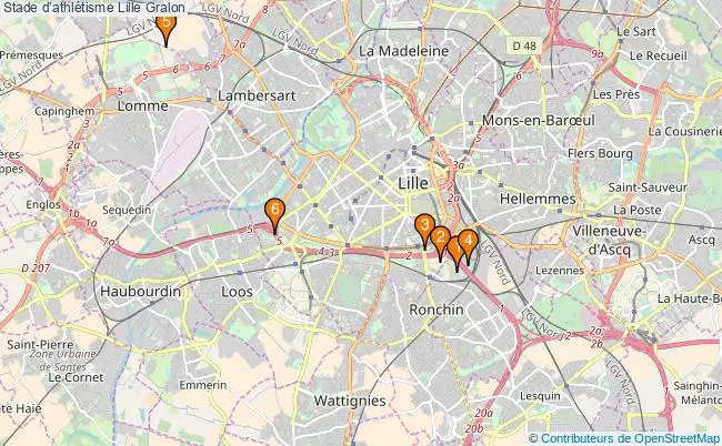 plan Stade dathlétisme Lille : 6 équipements