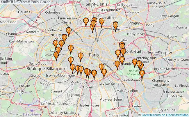 plan Stade dathlétisme Paris : 36 équipements